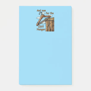 Fun Image of Cliff Hanger with Playful Wordplay Post-it Notes