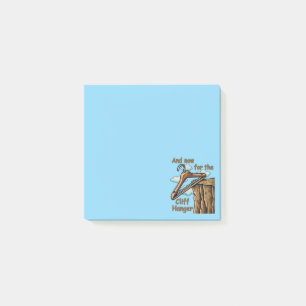 Fun Image of Cliff Hanger with Playful Wordplay Post-it Notes