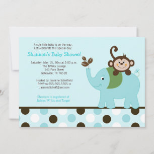 Fun in the Jungle Elephant Invitation - Blue Dot