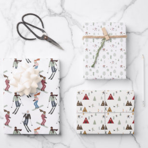 fun in the snow holiday wrapping paper sheets