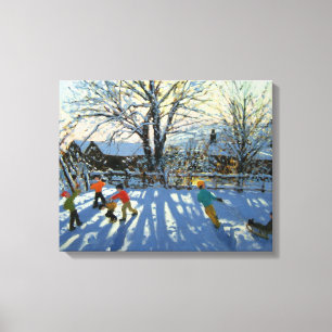 Fun in the snow Tideswell Derbyshire Canvas Print