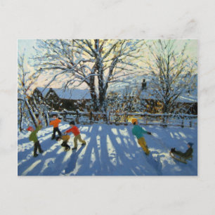Fun in the snow Tideswell Derbyshire Postcard