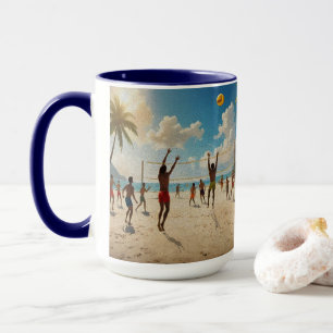 Fun In The Sun Beach Volleyball Oil Paint, Mug