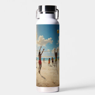 Fun In The Sun Beach Volleyball Oil Paint, Water Bottle