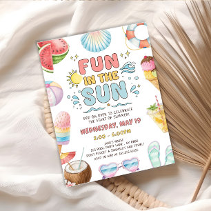 Fun In The Sun, End of School Party Invitation