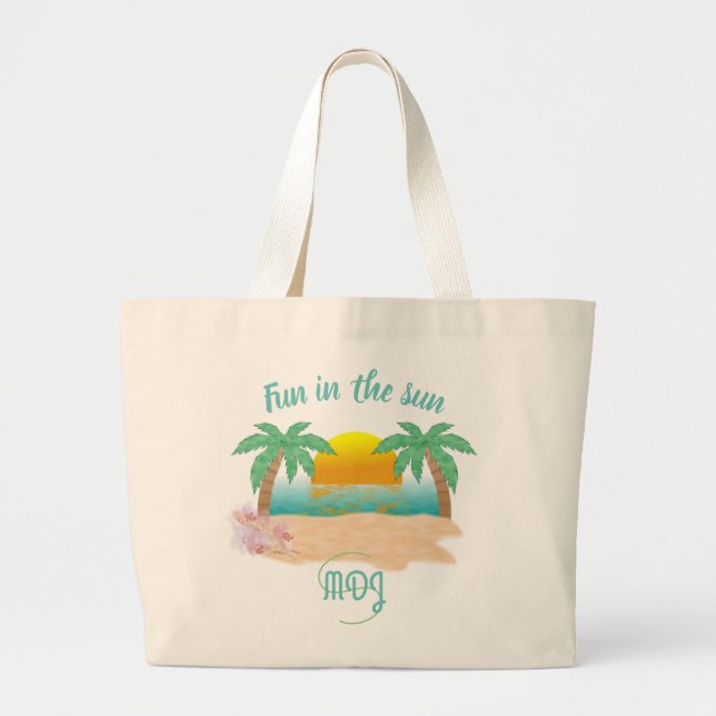 Fun in the Sun Personalized Large Tote Bag (Front)