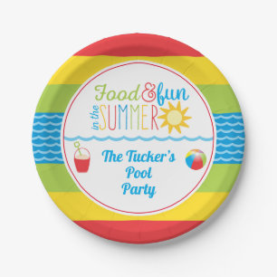 Fun in the Sun Pool Party Cute and Colourful Paper Plate