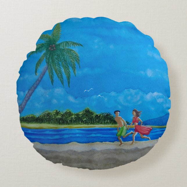 Fun in the Sun Run Round Pillow (Front)