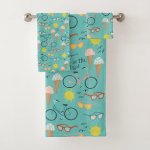 FUN IN THE SUN Summer Beach Holiday Ice Cream Bath Towel Set