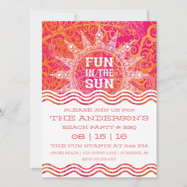 Fun in The Sun Summer Invitation (Front)