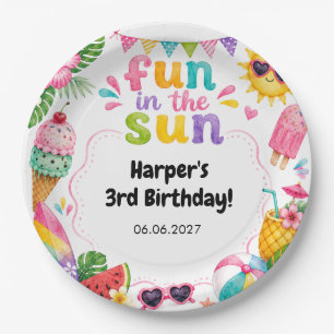 Fun in the Sun Tropical Summer Birthday Paper Plate
