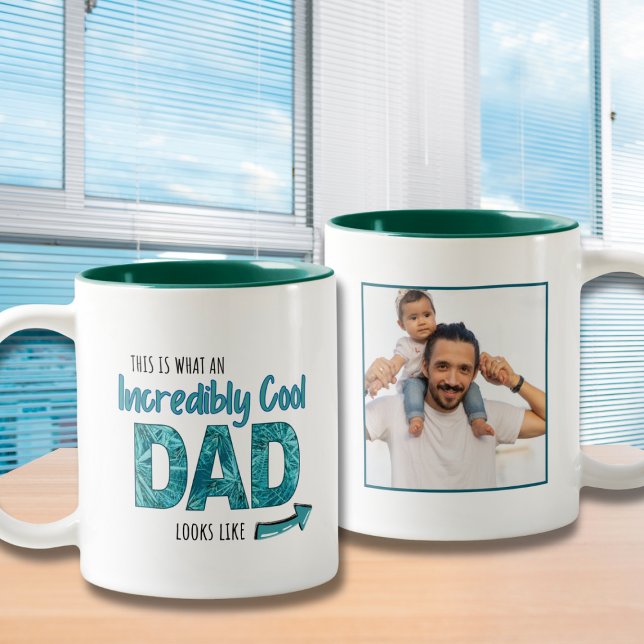 Fun Incredibly Cool Dad – Green New Dad Gift Two-Tone Coffee Mug (Creator Uploaded)