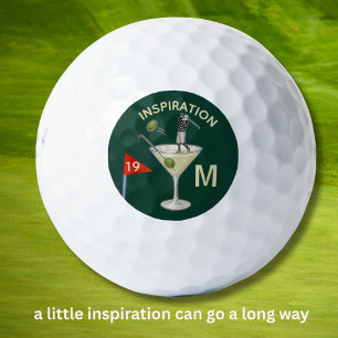 Fun Inspirational 19th Hole Cocktail Monogram Golf Balls