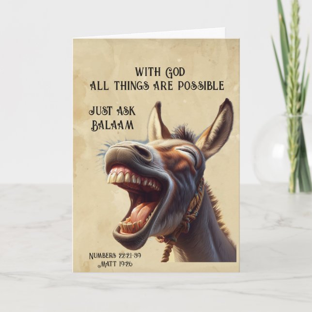 Fun Inspirational Bible  Quote Balaam's Donkey Card (Front)
