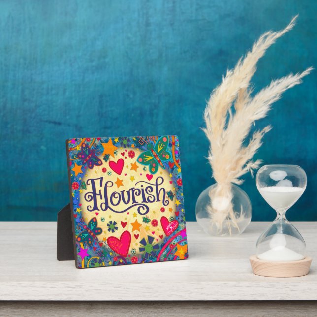  Fun Inspirational Floral Colourful Flourish Plaque (Insitu)