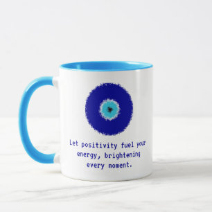 Fun Inspirational Pixelated Blue Evil Eye Amulet Mug