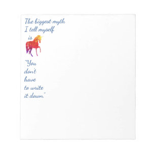 Fun Inspirational Quote Rainbow Coloured Unicorn Notepad