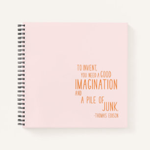 Fun Inventor Quote Minimalist Typography Orange Notebook