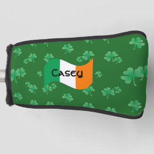 Fun Irish Flag with Shamrocks Personalized Golf Head Cover