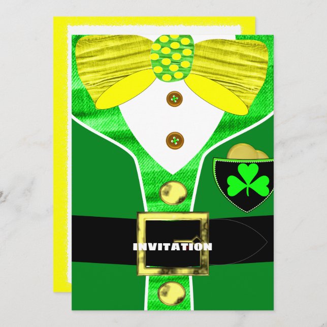 Fun Irish Leprechaun Costume Invitation personnali (Devant / Derrière)