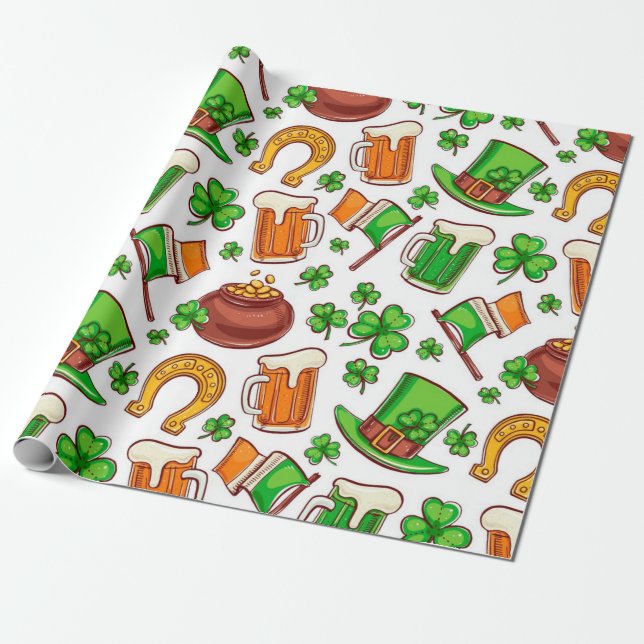 Fun Irish Pattern Wrapping Paper (Unrolled)