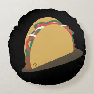 Fun Isometrical Taco Food Restaurant Round Pillow
