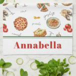 Fun Italian Food Lover Kitchen Kitchen Towel<br><div class="desc">Celebrate your love of Italian food with this fun kitchen towel featuring pizza,  pasta,  wine,  espresso,  and more! Perfect for home cooks and chefs who adore Italian cuisine,  this colourful design adds flavour and joy to every meal prep. Created by Simply Farmhouse Press.</div>