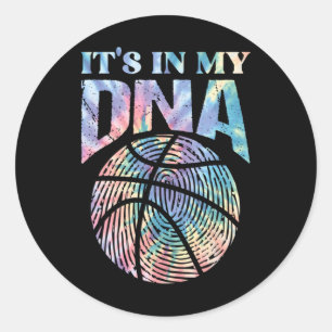 Fun It's In My DNA Girls Basketball Lover Basketba Classic Round Sticker
