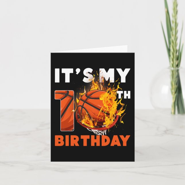 Fun It's My 10th Birthday 10 Years Old Basketball  Card (Front)
