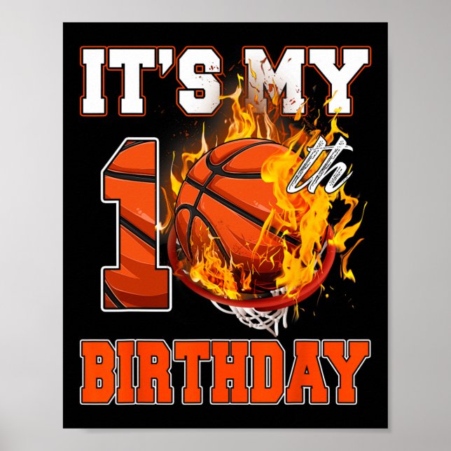 Fun It's My 10th Birthday 10 Years Old Basketball  Poster (Front)