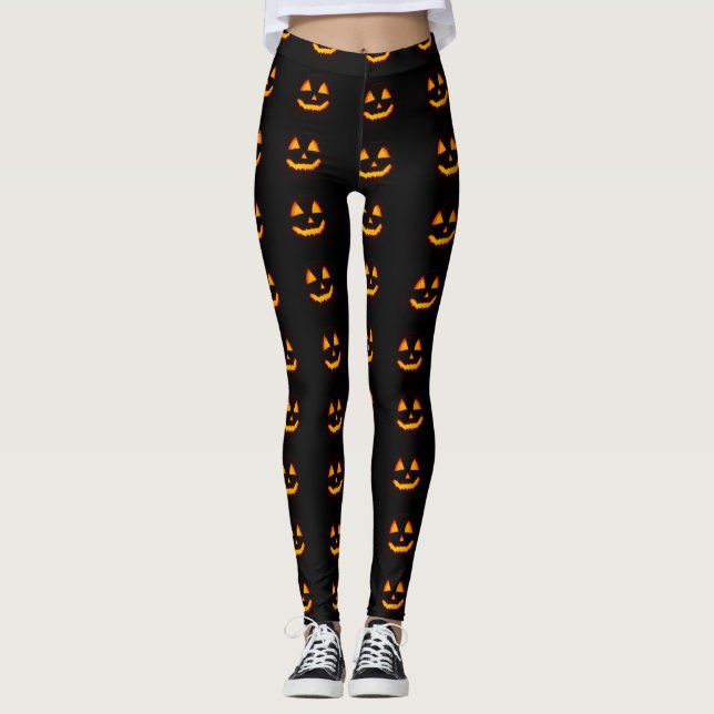 Fun Jack O Lantern Halloween Leggings (Front)