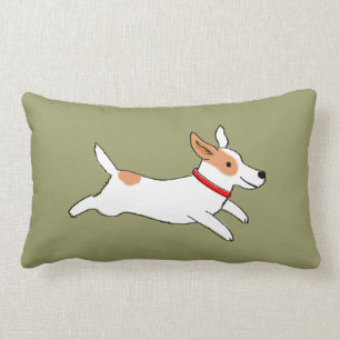 Fun Jack Russell Terrier Cute Dog Running Lumbar Pillow