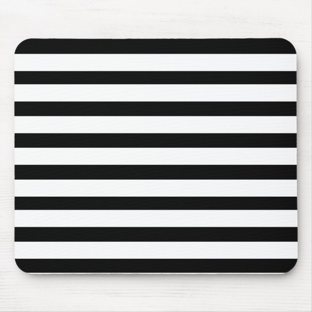 Fun Jailbird Black and White Striped Pattern Mouse Pad (Front)