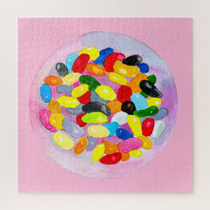 Fun jelly candy beans watercolor jigsaw puzzle