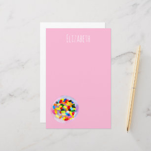 Fun jelly candy beans watercolor stationery