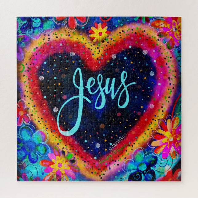 Fun Jesus Heart Floral Inspirivity Jigsaw Puzzle (Vertical)