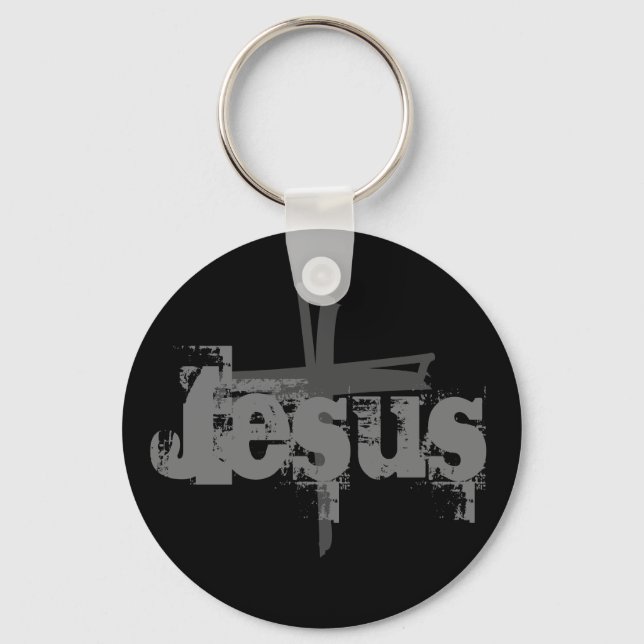 fun JESUS lettering + CROSS | Keychain (Front)