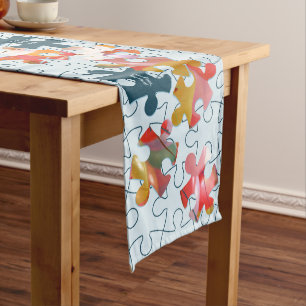 Fun Jigsaw Puzzle Custom Accent Image & Text Medium Table Runner