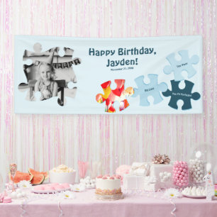 Fun Jigsaw Puzzle Custom Image Text Happy Birthday Banner