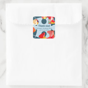 Fun Jigsaw Puzzle Kids Birthday Party Thank You! Square Sticker