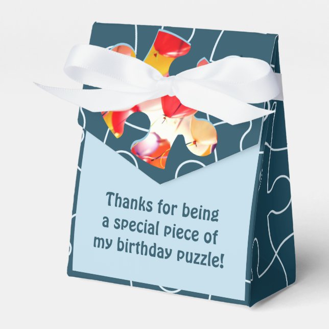 Fun Jigsaw Puzzle Kids Happy Birthday Thank You Favor Box (Front Side)