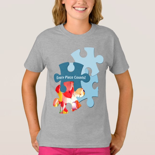 Fun Jigsaw Puzzle Pieces Image Every Piece Counts! T-Shirt (Front)