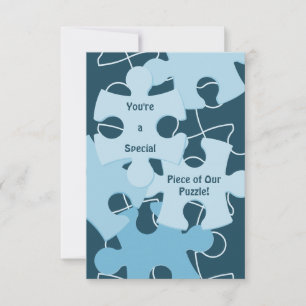 Fun Jigsaw Puzzle Pieces in Blue 5x7 Inch Thank You Card
