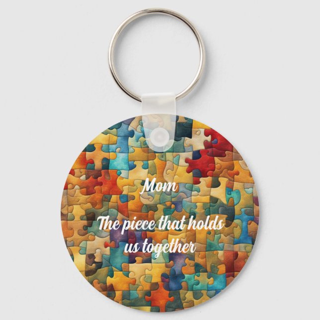 Fun Jigsaw themed editable Keychain (Front)