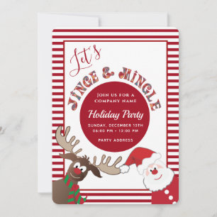 Fun Jingle & mingle Santa reindeer holiday party Invitation