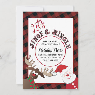 Fun Jingle & mingle Santa reindeer holiday party Invitation