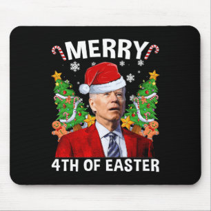 Fun Joe Biden Christmas Santa Hat Merry 4th Of Eas Mouse Pad