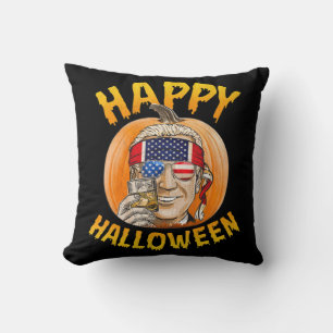 Fun Joe Biden Pumpkin Happy Halloween Confused th Throw Pillow