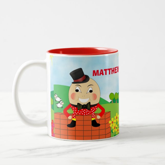 Fun Jolly Humpty Dumpty Cute Personalized Two-Tone Coffee Mug (Left)