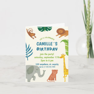 Fun Jungle Animals Birthday Party Invitation